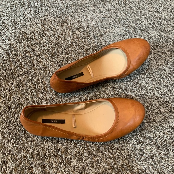 Brown Faux Leather Flats - Picture 1 of 4